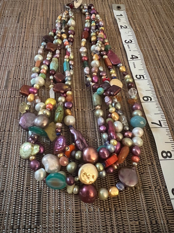 Multi Color Beaded Stone Choker Necklace - image 5