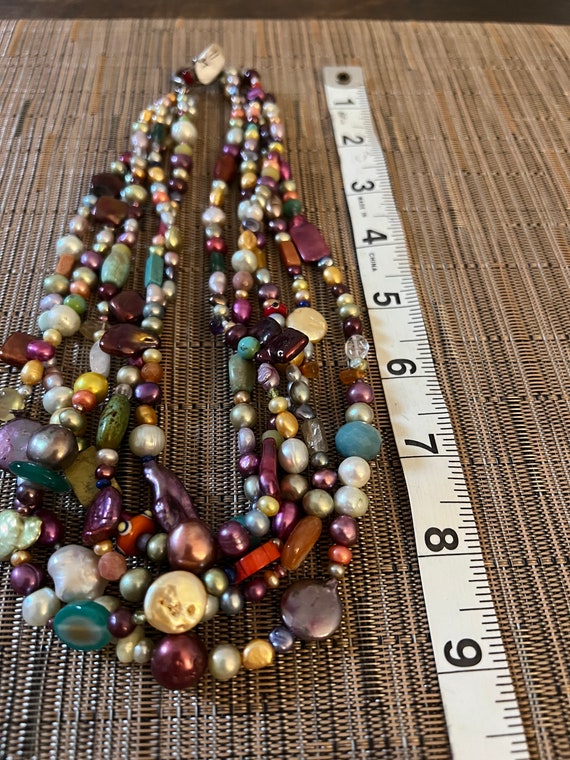 Multi Color Beaded Stone Choker Necklace - image 4