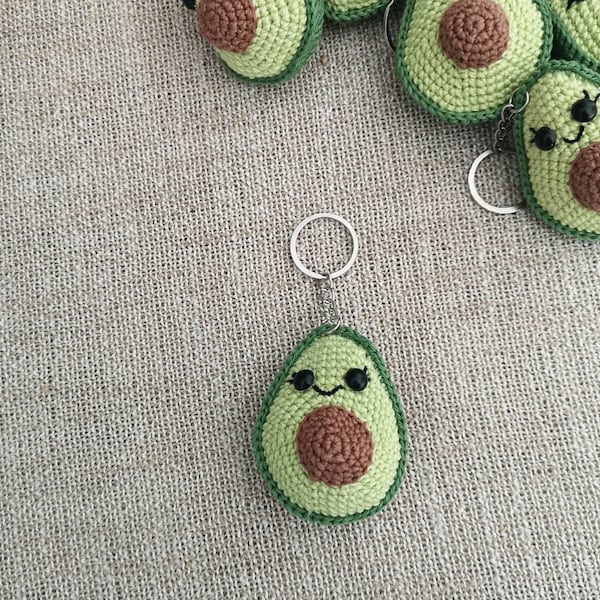 Avocado keychain, Avocado bag charm, Amigurumi Avocado