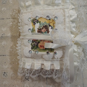 Victorian Girls Fabric Book with Laces, Trims and Pockets