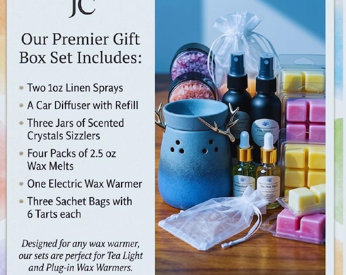 Gift Set with Warmer Hand-Poured Long-Lasting Scented Wax Melts for Relaxation