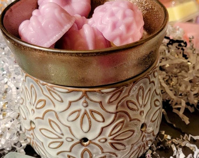 Electric Candle Warmer with Durable Heating Plate & Free 9oz Wickless Candle + Aromatherapy Scented Wax Melts Set