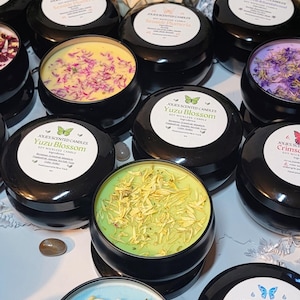 Soy Wax Candle Tin 9 oz - Wickless Flameless Candle with Intense Fragrance for Home Ambiance & Relaxation, Buy 1 Get 1 Free