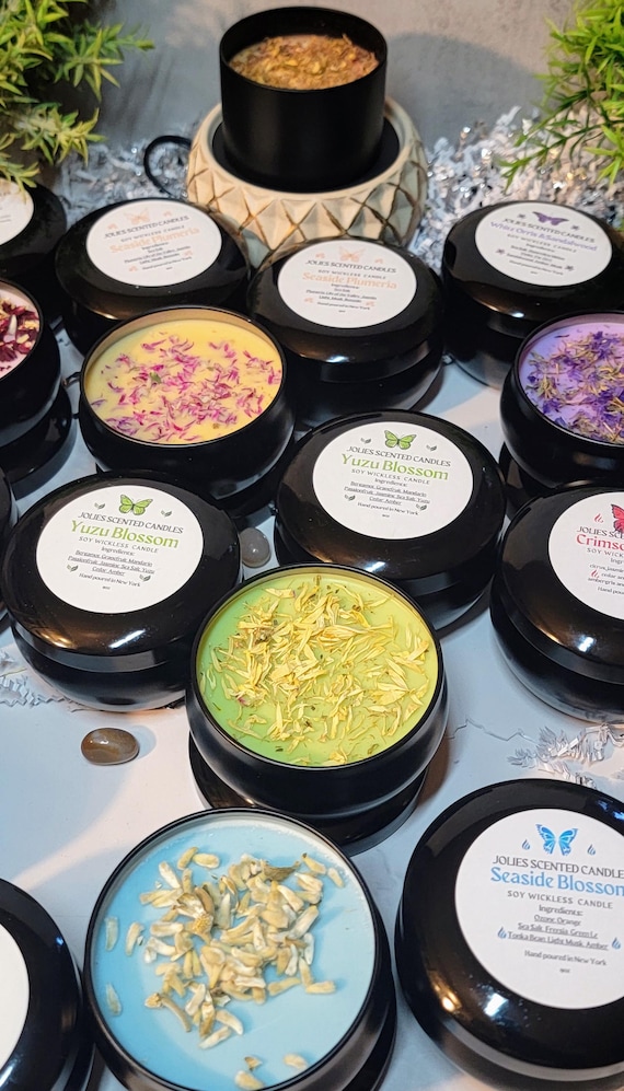 Soy Wax Candle Tin 9 oz Wickless Flameless Candle | Highly Scented Soy Aromatherapy Candle for Home Decor & Relaxation, Buy 1 Get 1 Free
