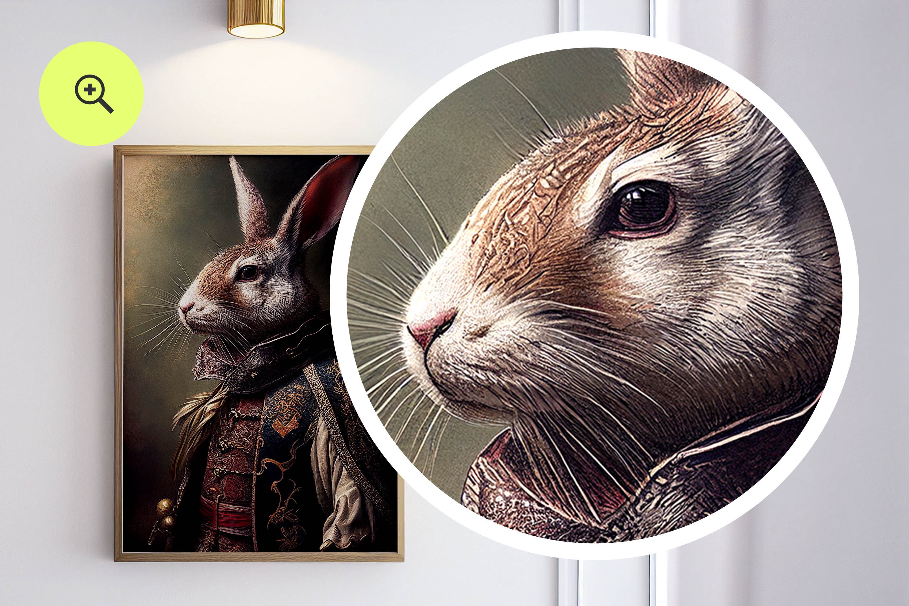 Rabbit Illustration Animal Portrait, Noble English Rabbit Art, Royal ...