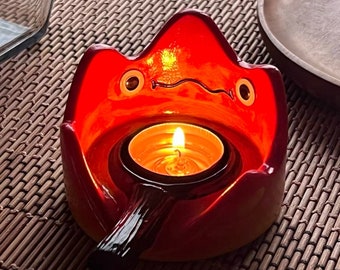 Candle holder, Howl's Moving Castle, Calcifer, Home decor, Gift, House warming, ceramic, Free Shipping