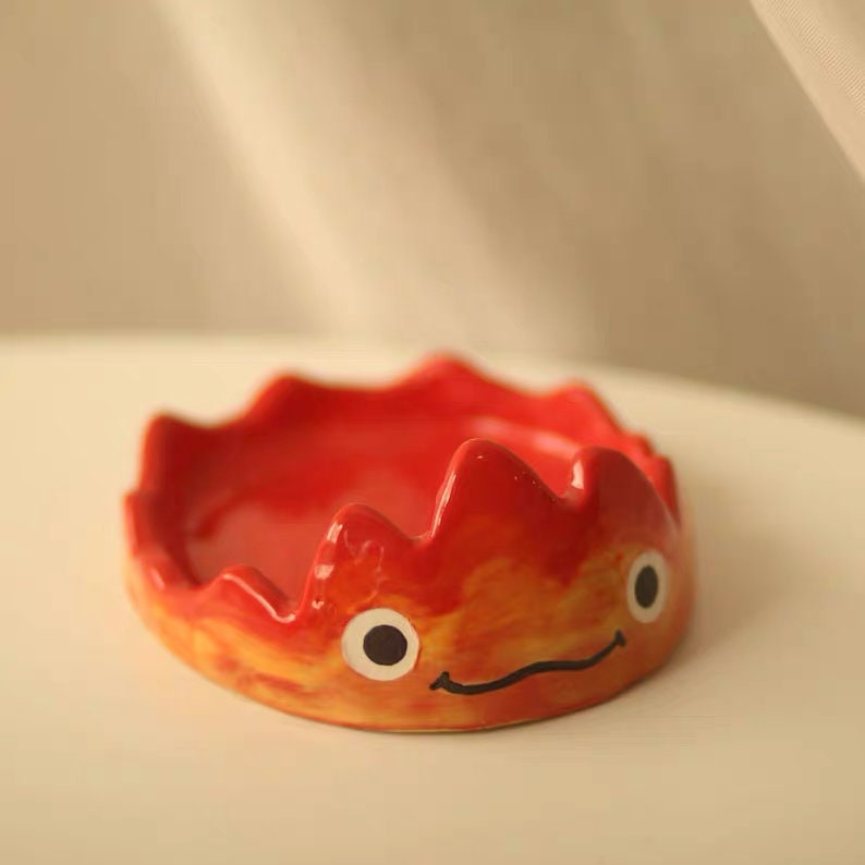 Candle Pallet, Candle Holder, Tray, Howl's Moving Castle, Calcifer, Home decor, Gift, House warming, ceramic, Free Shipping