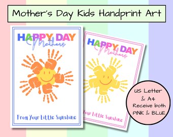 Mothers Day Handprint Art, Mothers Day Printable, Last Minute Mothers Day Gift for Mom Printable Gift Craft Gift Mom DIY Kids Toddler DIY