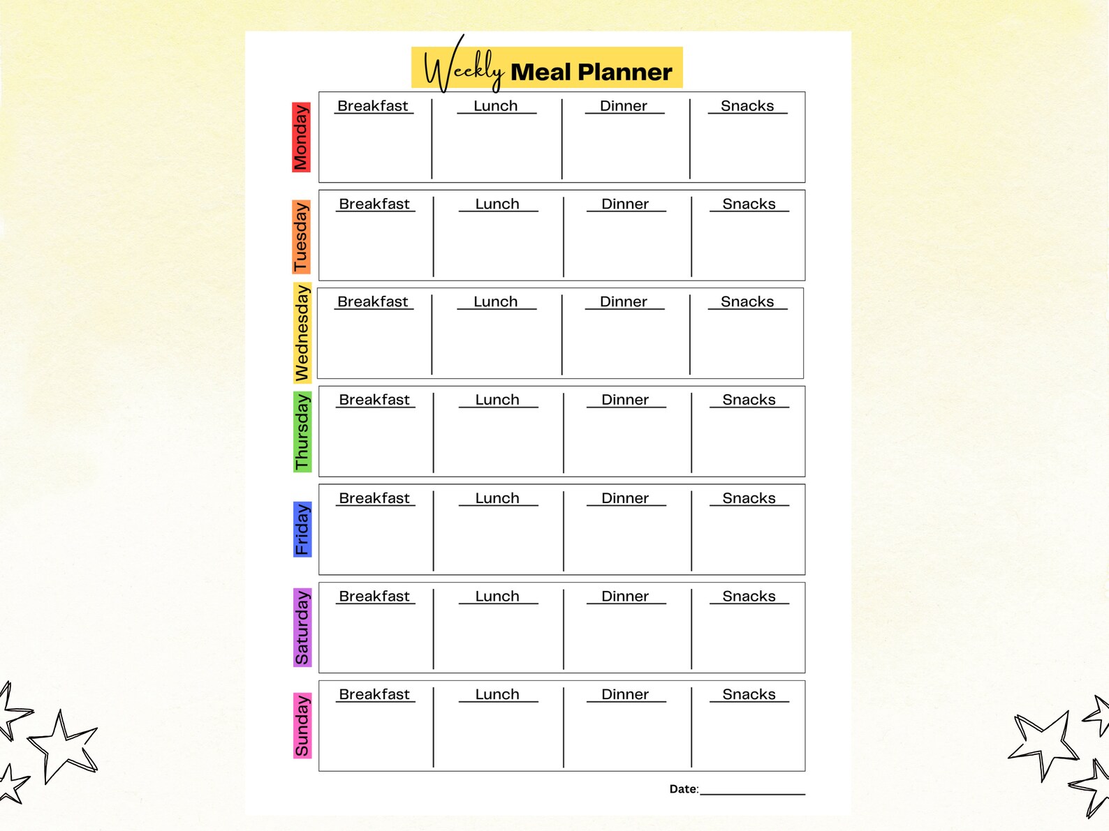 Weekly Meal Planner Printable Meal Planner Printable Dinner Planner ...