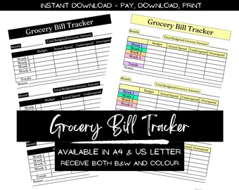 Grocery Expense Tracker Grocery Printable Log Grocery Bill Tracker Budget Grocery Budget Tracker Printable Budget Planner Printable Grocery