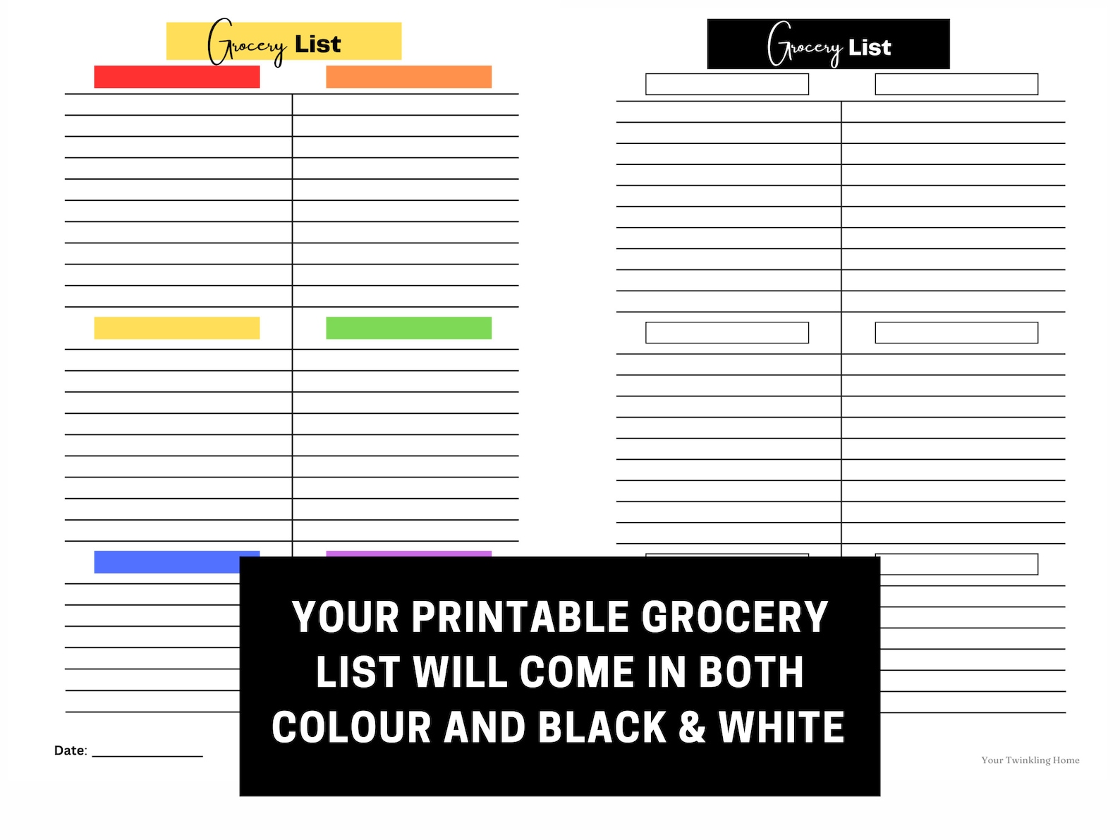 Grocery List Printable Grocery List Template Grocery List PDF Grocery