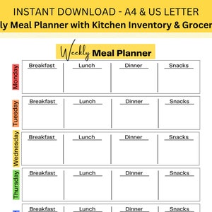Weekly Meal Planner Printable Meal Planner Printable Dinner Planner ...