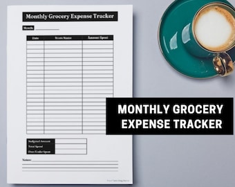 Grocery Expense Tracker Monthly Budget Tracker Grocery List Expense Tracker Log Printable Grocery Budget Printable Monthly Expense Printable