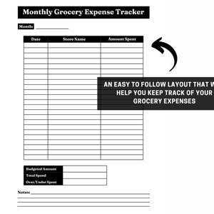 Grocery Expense Tracker Monthly Budget Tracker Grocery List Expense ...