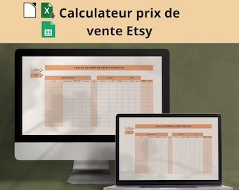 calcul de prix de vente Etsy francais, excel, libre office, google sheet, avec taux de cotisation micro-entreprise