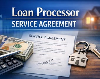 Personalized Loan Processor Agreement Contract Template, Printable Digital Download, Editable Service Agreement Form, Mortgage Finance Word