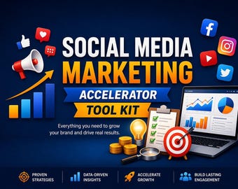 Social Media Marketing Starter Kit Templates, Content Planner Bundle, Branding Strategy Workbook, Digital Download