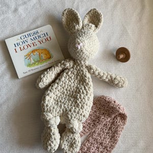 Medium Almond Bunny Snuggler, Bunny Lovey, Rabbit Snuggler, Rabbit Lovey, Bunny Stuffed Animal, Rabbit Stuffed Animals, Neutral Baby Gift