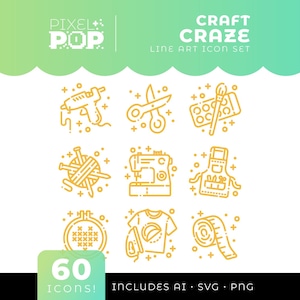 Craft Craze Linie Kunst Icons Set • SVG PNG Bundle