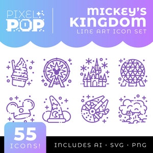 Mickey's Kingdom Line Art Icon Set