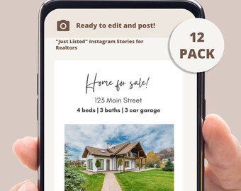Ready to edit "Just Listed" Instagram Story Templates