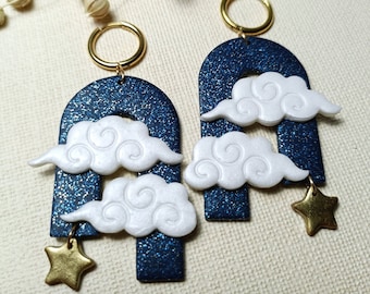 Magic night earrings/ Handmade polymer clay earrings