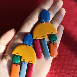 Brincos de argila polimérica em tons outonais / Brincos de pino geométricos feitos à mão / Joias inspiradas no outono