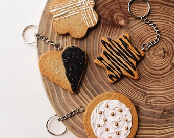 Handmade Cookie Keychain: Polymer Clay Food Charm, Kawaii Accessory