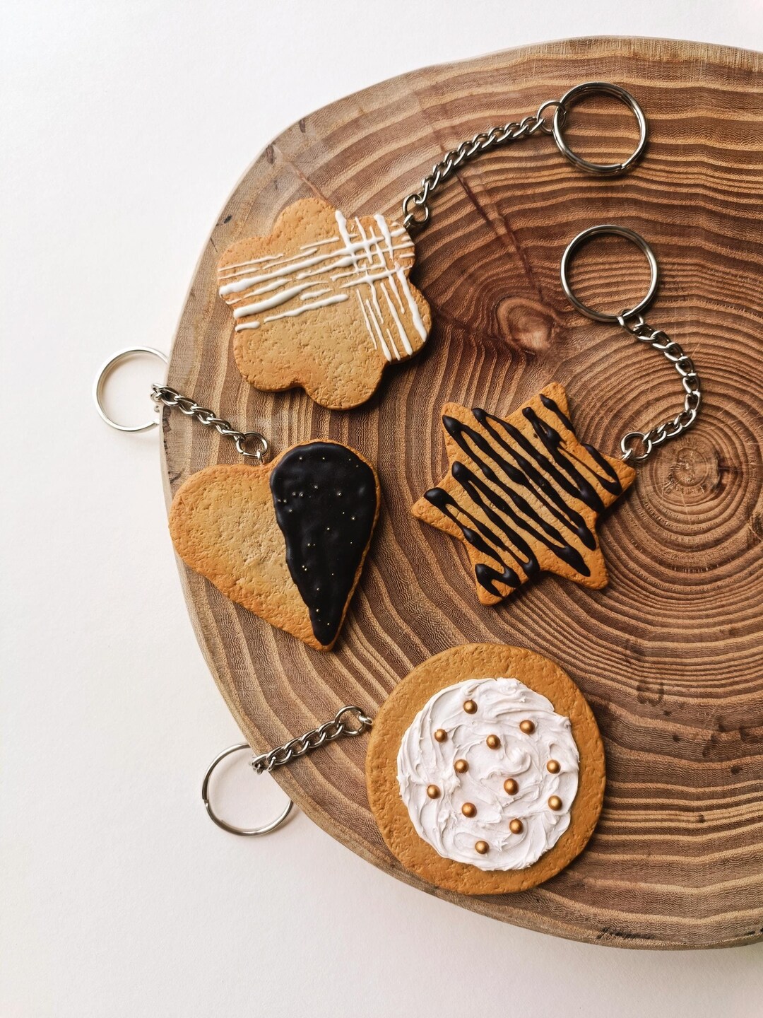Handmade Cookie Keychain: Polymer Clay Food Charm, Kawaii Accessory - Etsy