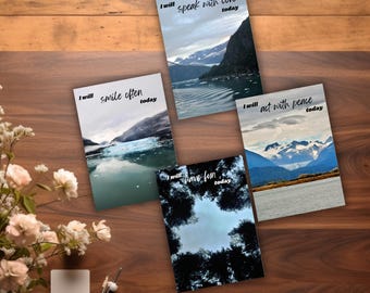 Druckbare tägliche Absichtskarten, Mindfulness Self Care Kit, Geführte Reflexion & Journaling, Sofort Download