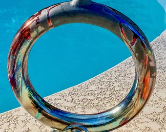 Raku Shiny Rainbow Vase