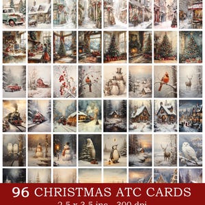 Christmas ATC Cards, Junk Journal Kit, Printable Christmas Cards, Printable Tags, Vintage Christmas, Embellishments, Digital Download