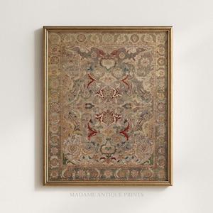 Antique Rug Pattern Printable Wall Art, Vintage Persian Style Textile Print, Ornamental Carpet Design, Historic Decorative Textile