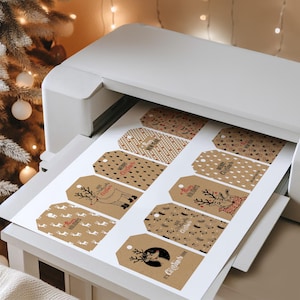 Weihnachtsgeschenkanhänger set von 10, Feiertagsgeschenkanhänger, druckbares Weihnachtsetikett, Junk-Journal Weihnachtsanhänger, Druck zu Hause, digitaler Download