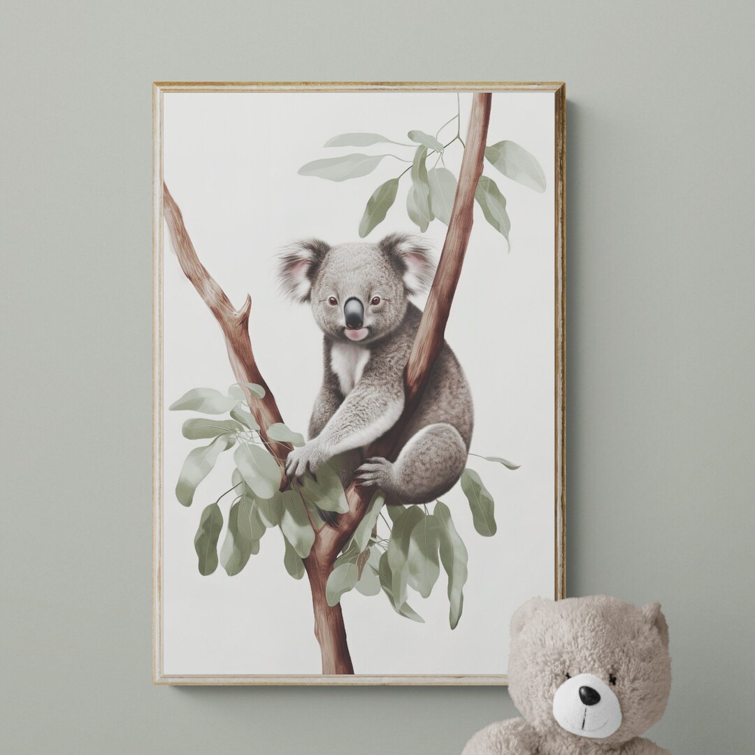 Koala Wall Art, Giraffe Print, Printable Wall Art, Vertical Wall Art