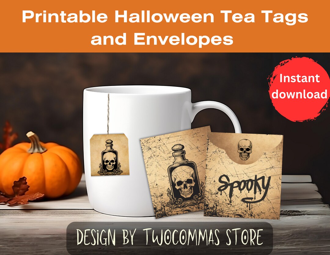Printable Halloween Tea Bag Tags and Envelopes. Instant Etsy