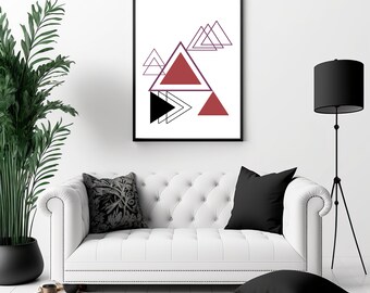 Geometric Abstract Wall Art, Printable Wall Art, Living Room Art, Bedroom Art, Art Print, Home Decor, Art Print Download