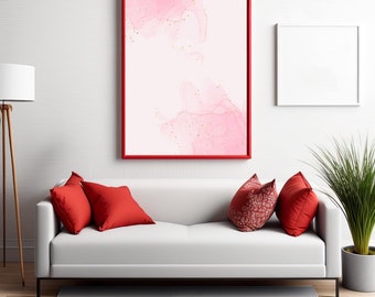 Modern Abstract, Pink WaterColor Art, Feminine Wall Art, Printable Wall Art, Living Room Art, Bedroom Art, Art Print, Art Print Download