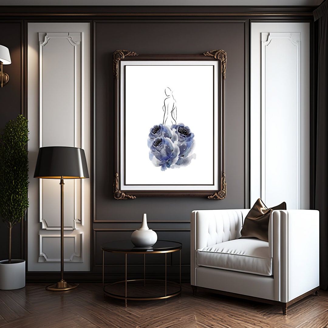 Minimalist Flower Wall Art, Line Art, Woman Line Art, Printable Wall