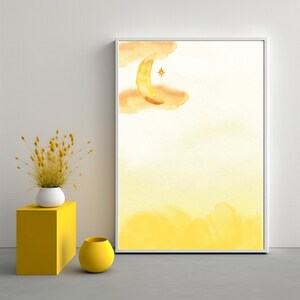 Modern Abstract, Yellow Watercolor Art, Modern Art, Printable Wall Art, Living Room Art, Bedroom Art, Art Print, Art Print Download