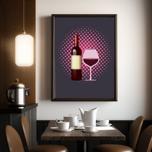 Wine Bottle Pop Art, Modern Art, Printable Wall Art, Living Room Art, Bedroom Art, Art Print, Home Decor, Art Print Download