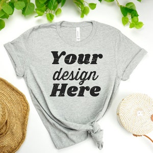 Bella Canvas 3001 Mockup | Bella Canvas 3001 Heather Athletic T-Shirt Mockup | Heather T Shirt Mockup | Styled Flat Lay | Spring Summer Mock