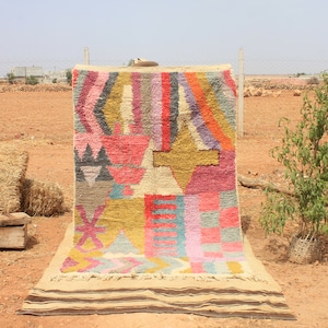 Custom Fabulous Boujad Rug, Authentic Moroccan Rug, Azilal rug, Abstract Multicolored Carpet, Handmade Moroccan Rug, Bohemian rug