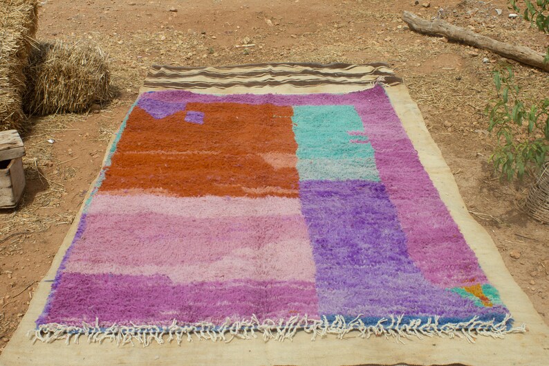 Handmade Wool Berber Rug: Colorful Moroccan Area Rug bild 4