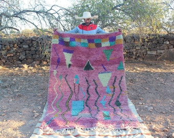 Custom Pink Boujaad rug, Orange Morrocan rug, Soft shag wool rug, Moroccan Berber rug, Bohemian rug, Custom sized rug