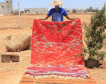 Red Moroccan Rug: Handmade Wool Berber Carpet