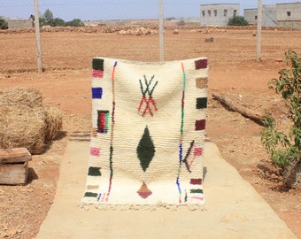 Moroccan Handmade rug ,Beni ourain style Morocco wool Berber Rug, modern rug, Hand woven rug, Azilal Berber style - Brown Rug Morocco