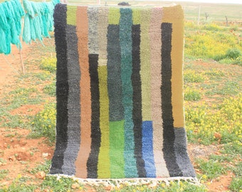 Handwoven Wool Berber Rug: Colorful Moroccan Carpet