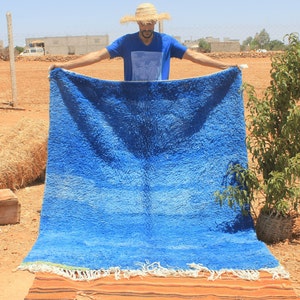 Moroccan rug blue, Berber rug, Custom Moroccan rug, Beni ourain rug, Handmade rug, Plain Wool rug, Solid blue rug, custom made rugs