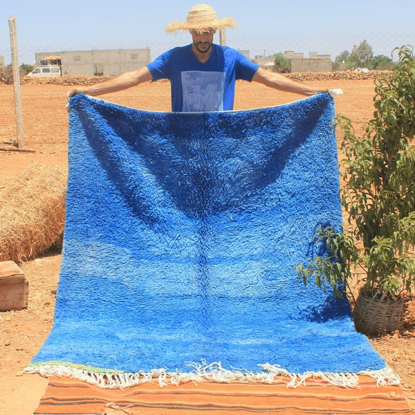 Moroccan rug blue, Berber rug, Custom Moroccan rug, Beni ourain rug, Handmade rug, Plain Wool rug, Solid blue rug, custom made rugs